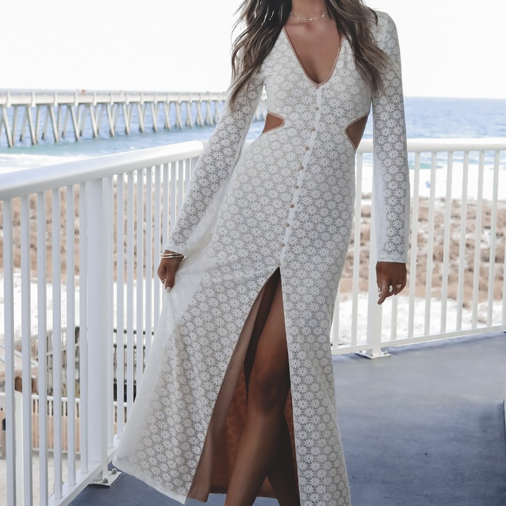 Amazing Lace Ivory Floral Maxi Dress